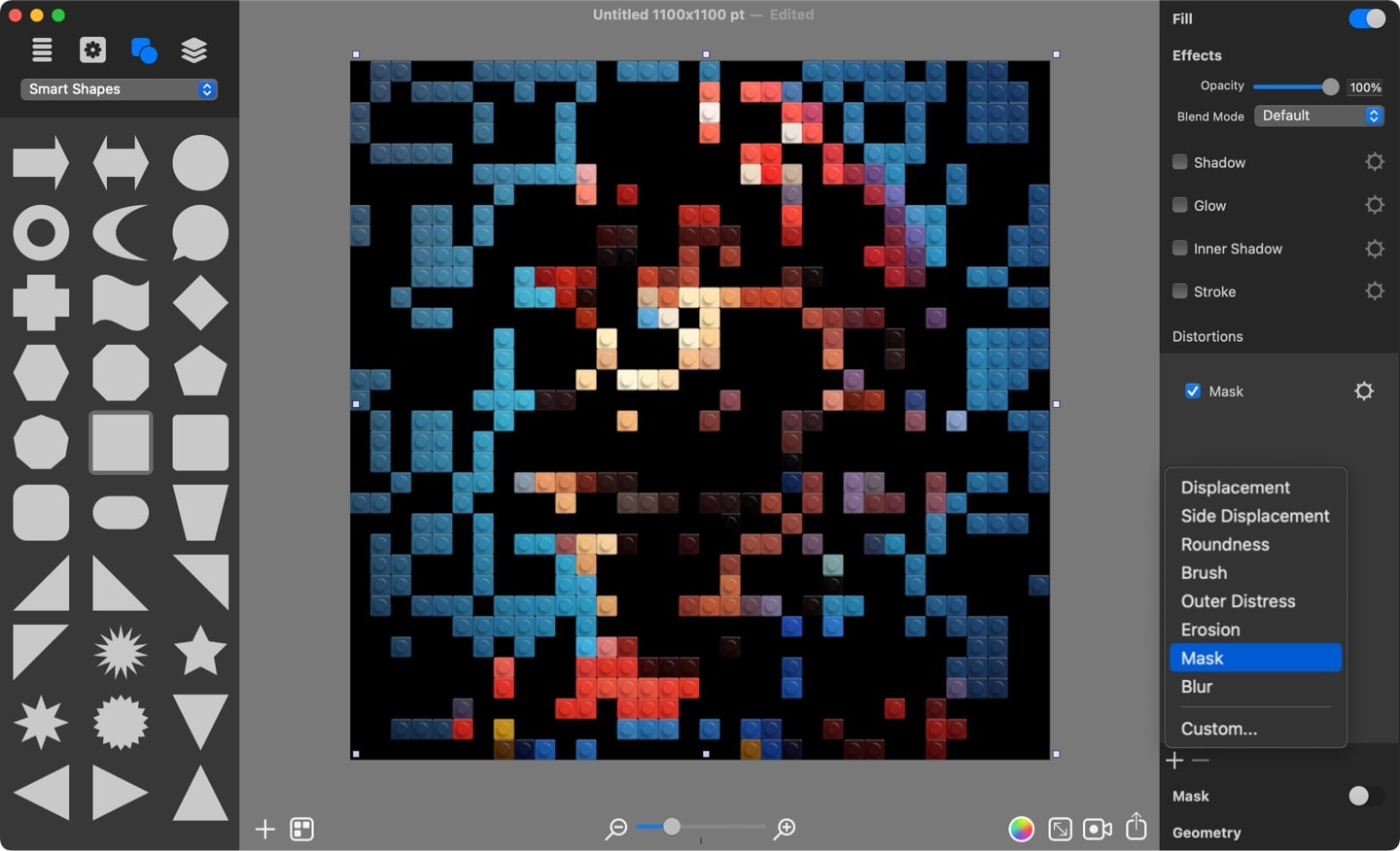Applying mask distortion.